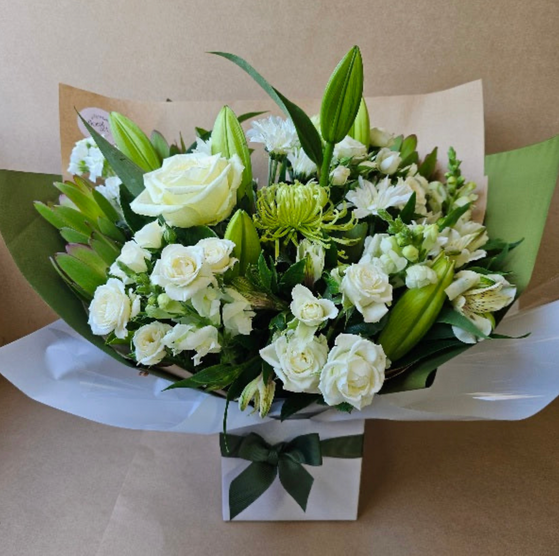 10 Heartfelt Ways to Express Sympathy with Buderim Floral Art's White and Green Neutral Boxed Arrangement