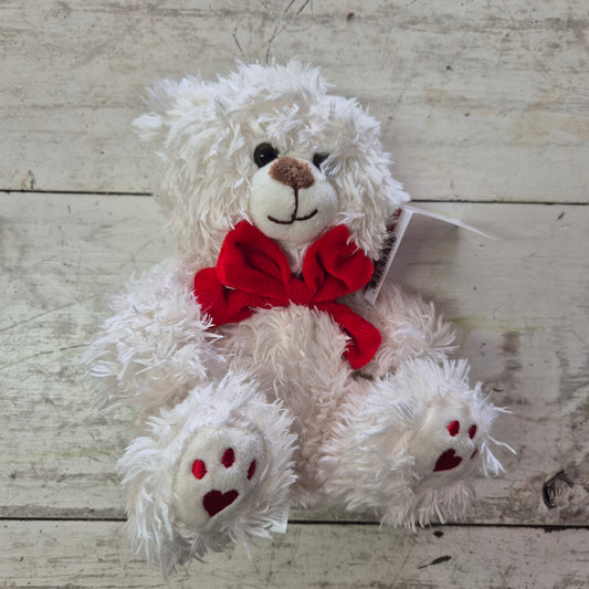 White Teddy bear red hearts