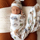 Baby Gift - Organic Snuggle Swaddle Wrap and Topknot or Beanie Set