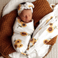 Baby Gift - Organic Snuggle Swaddle Wrap and Topknot or Beanie Set